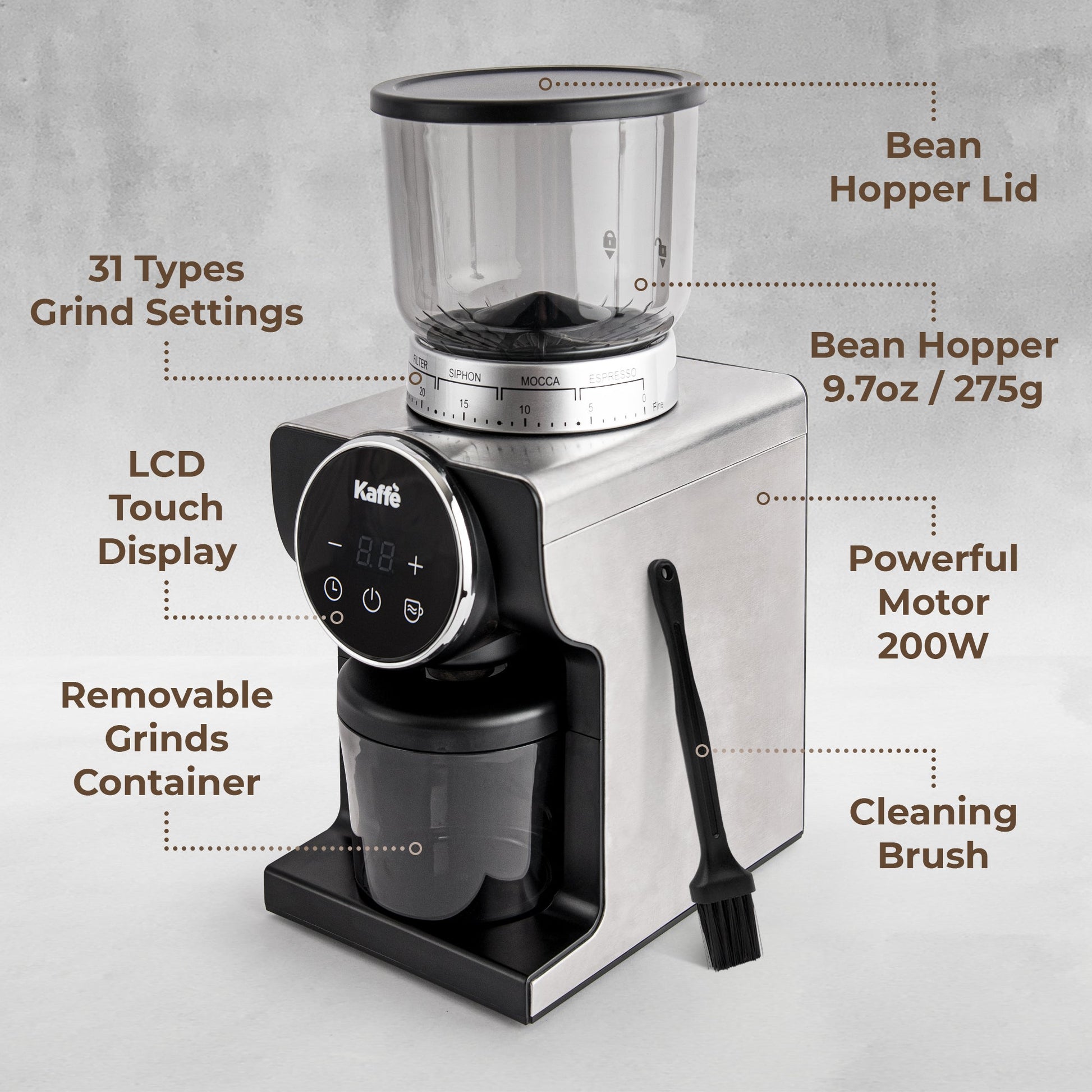 Conical Burr Coffee Grinder, KF8091 - Copper Peak Coffee Company