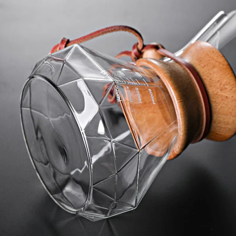 DecorBites™ Diamond Glass Hand Brew Coffee Maker Pot for Espresso Drip Cup Brewing - Copper Peak Coffee Company