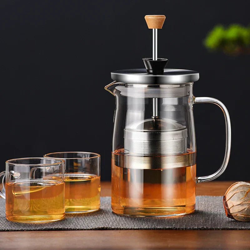 DecorBites™ Glass Tea Pot with Infuser, Heat - Resistant Clear Kettle for Herbal Tea, Teaware - Copper Peak Coffee Company