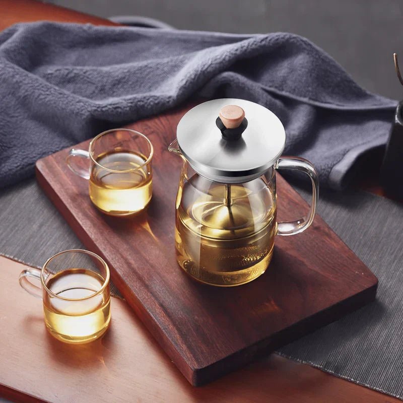 DecorBites™ Glass Tea Pot with Infuser, Heat - Resistant Clear Kettle for Herbal Tea, Teaware - Copper Peak Coffee Company