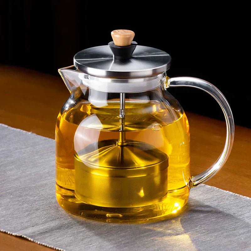 DecorBites™ Glass Tea Pot with Infuser, Heat - Resistant Clear Kettle for Herbal Tea, Teaware - Copper Peak Coffee Company