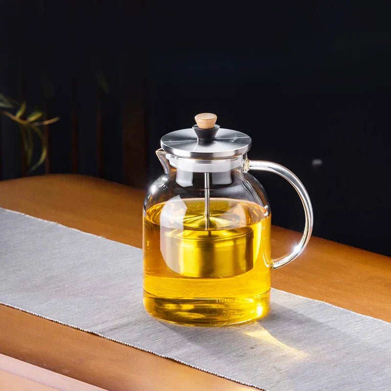 DecorBites™ Glass Tea Pot with Infuser, Heat - Resistant Clear Kettle for Herbal Tea, Teaware - Copper Peak Coffee Company