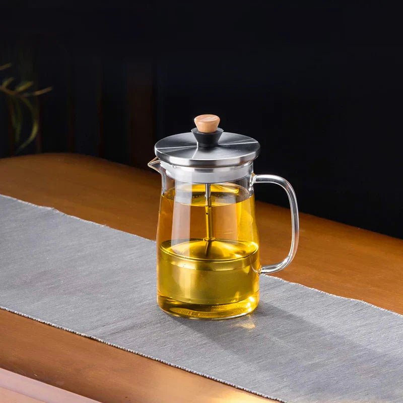 DecorBites™ Glass Tea Pot with Infuser, Heat - Resistant Clear Kettle for Herbal Tea, Teaware - Copper Peak Coffee Company