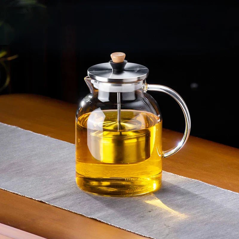 DecorBites™ Glass Tea Pot with Infuser, Heat - Resistant Clear Kettle for Herbal Tea, Teaware - Copper Peak Coffee Company