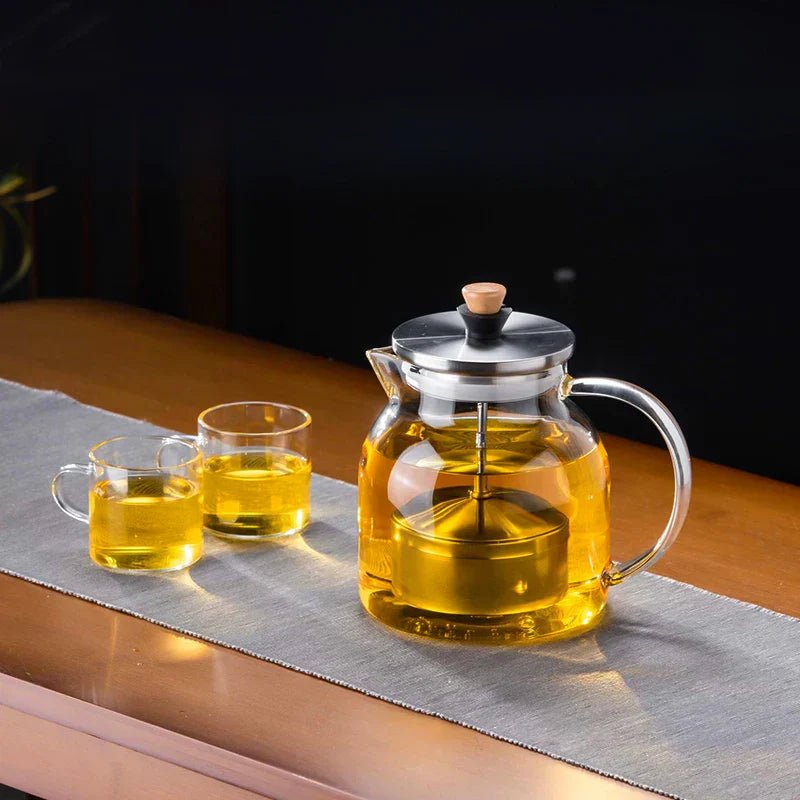 DecorBites™ Glass Tea Pot with Infuser, Heat - Resistant Clear Kettle for Herbal Tea, Teaware - Copper Peak Coffee Company