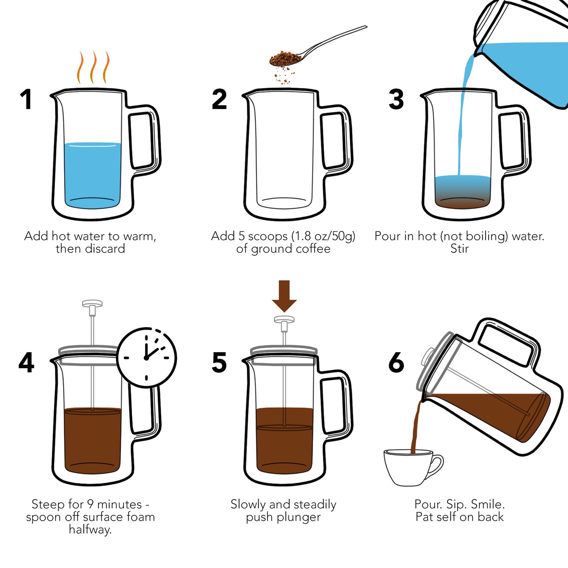 Stainless Steel French Press, KF1020 - Copper Peak Coffee Company