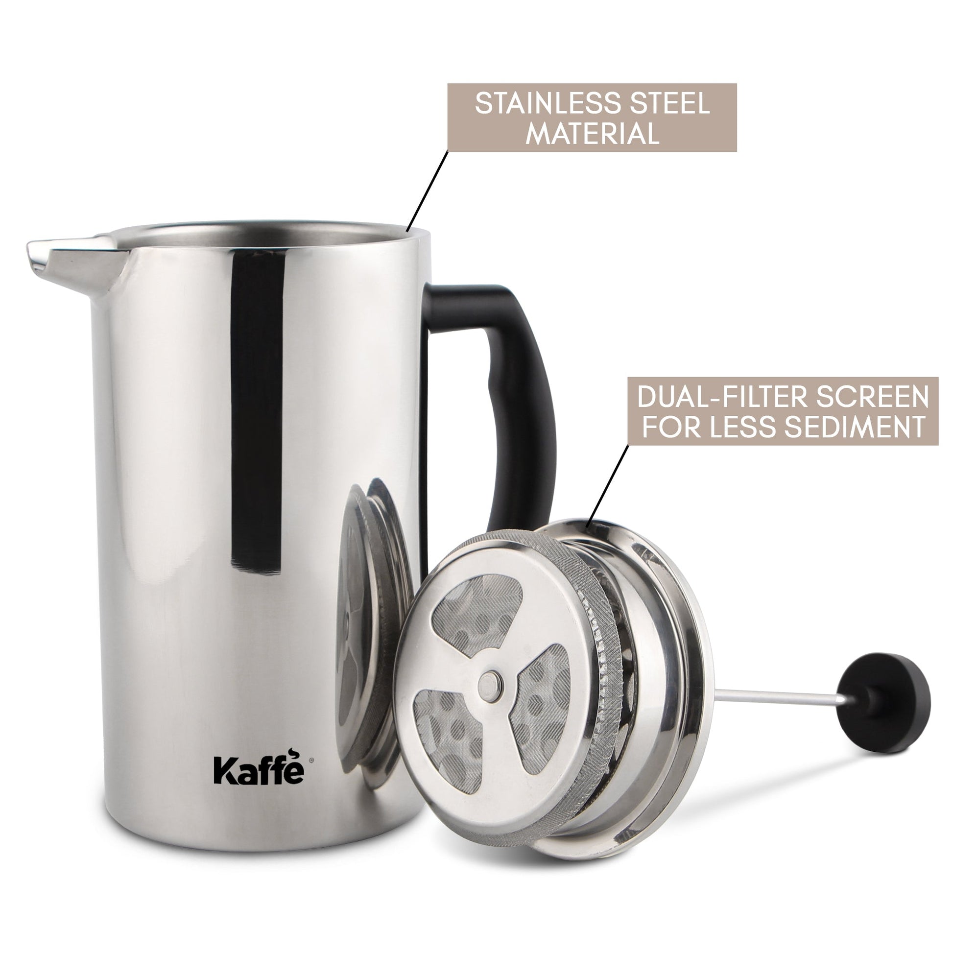 Stainless Steel French Press, KF1020 - Copper Peak Coffee Company